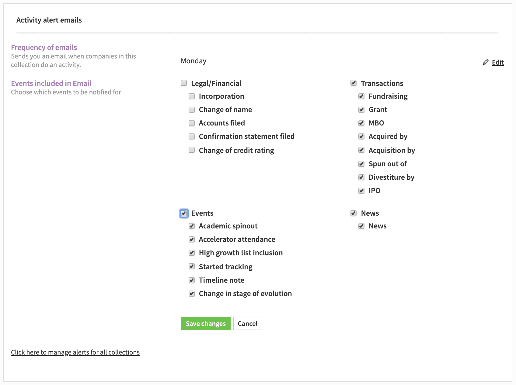Beauhurst customisable email alerts