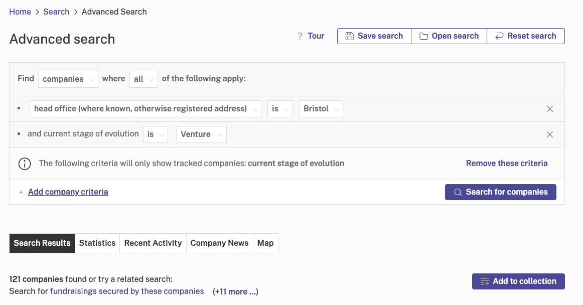 Advanced Search Company Criteria: Bristol