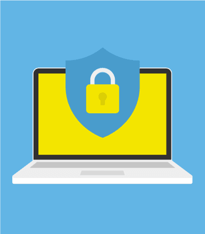 Illustration of a laptop with a padlock, representing cyber security