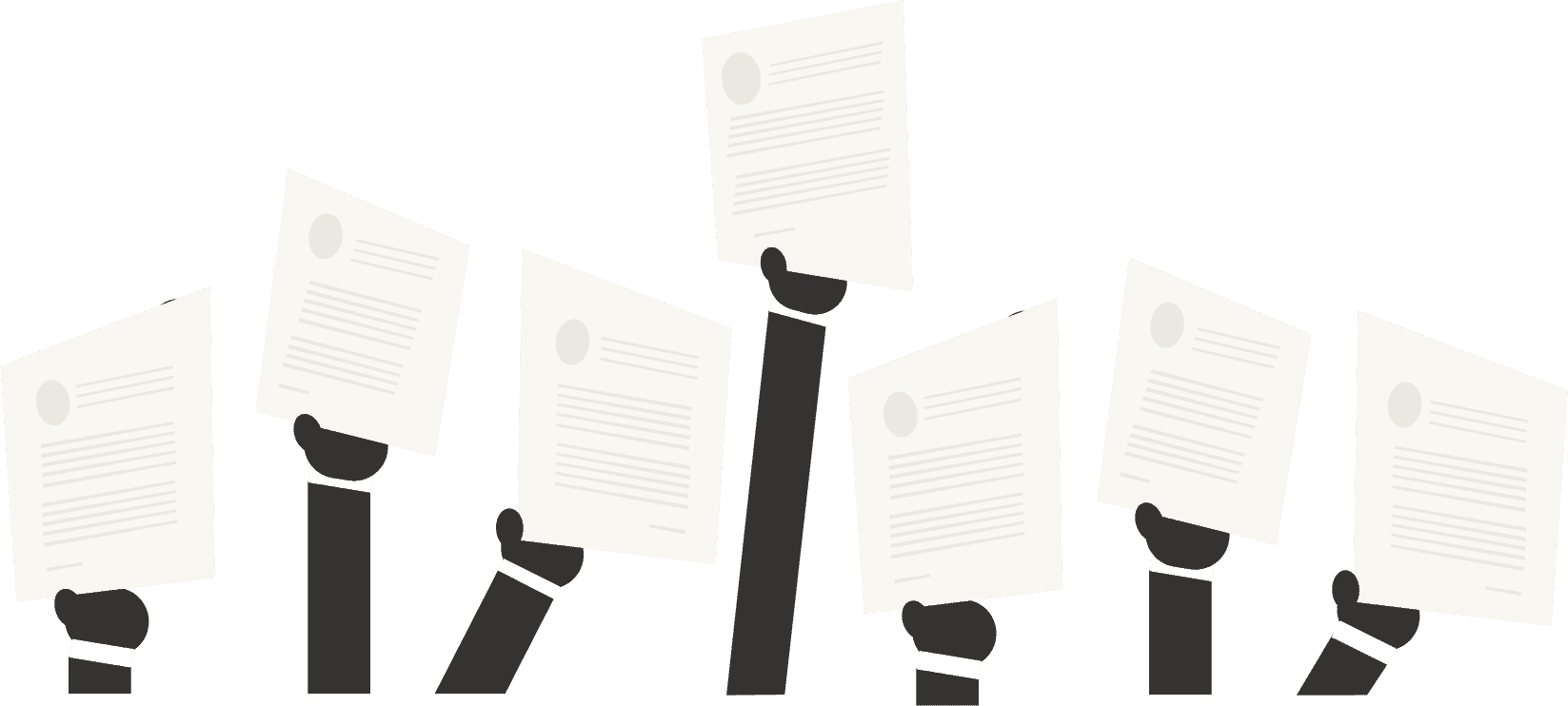 People holding job application papers