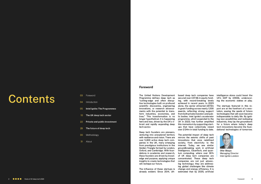 Intel Ignite — State of UK Deep Tech 2024 — table of contents