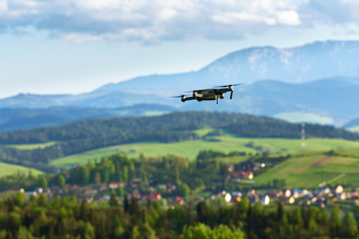 UAV flying over fields