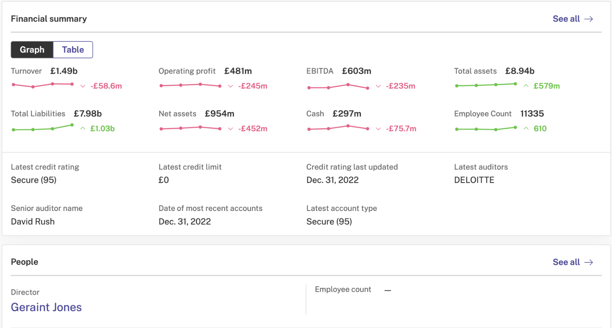 Financial Summary: Turnover, Profit, Total Assets, etc.