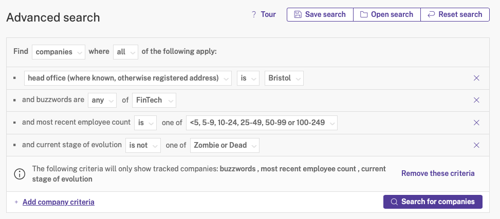 Advanced Search: Company Criteria Search "Bristol"