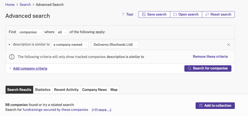 Advanced Search: Company Criteria Search "Deliveroo"